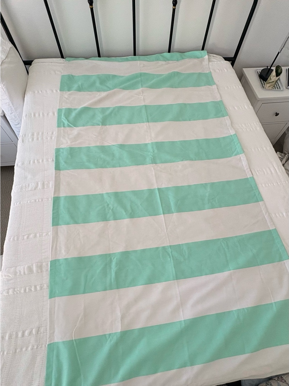 Pillowfort Aqua and White Striped Blackout Curtains